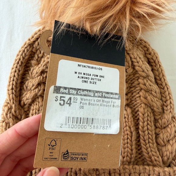 The North Face Oh Mega Pom Beanie / Toque in Almond Butter - Picture 8 of 8